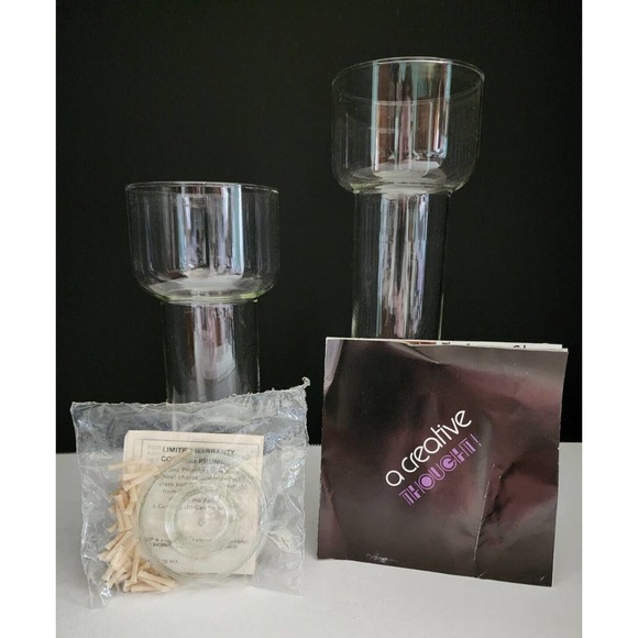 Vtg Creative Glass Flameglow Candleholders NOS -ONLY TWO HOLDERS LARGE & MEDIUM - Picture 3 of 4